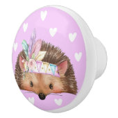 Adorable Pink Boho Chic Igel Keramikknauf (Rechts)