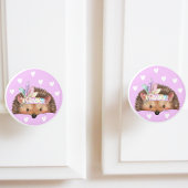 Adorable Pink Boho Chic Igel Keramikknauf