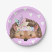 Adorable Pink Boho Chic Igel Pappteller (Vorderseite)