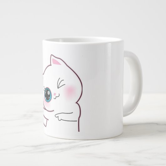 Adorable Pink Bow Cat Jumbo-Tasse (Vorderseite Rechts)