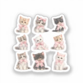 Adorable Pink Bow Kittens Cute Cat Lover's  Aufkleber (Vorderseite)