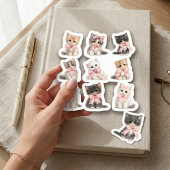 Adorable Pink Bow Kittens Cute Cat Lover's  Aufkleber
