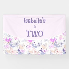 Adorable Pink Butterfly Geburtstagsbanner für Mädc Banner