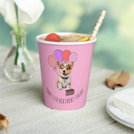 Adorable Pink Corgi Birthday Customizable Pappbecher