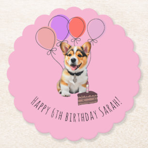 Adorable Pink Corgi Geburtstag individuell anpassb Untersetzer