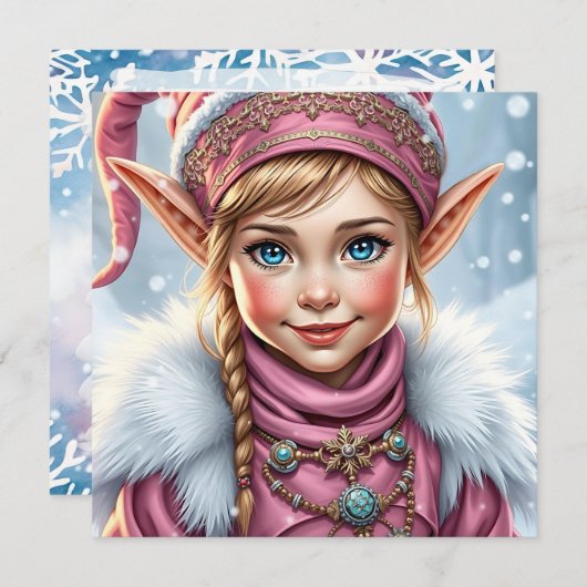 Adorable Pink Elf | Frohe Weihnachten Personalisie (Vorne/Hinten)