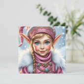 Adorable Pink Elf | Frohe Weihnachten Personalisie (Stehend Vorderseite)