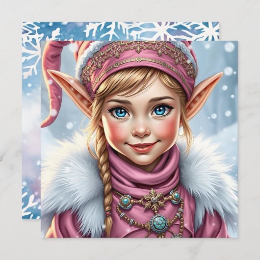 Adorable Pink Elf | Frohe Weihnachten Personalisie (Vorne/Hinten)