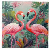 Adorable Pink Flamingo Keramik Tile Fliese (Vorderseite)