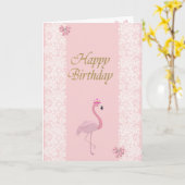 Adorable Pink Flamingo, Tiara, Lace, Bow Karte (Gelbe Blume)