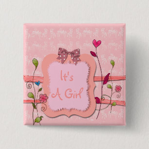 Adorable Pink Floral Girl Baby Dusche Gefallen Button