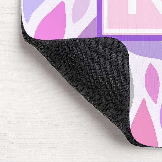 Adorable Pink Girly Monogram Botanical Pattern Mousepad (Ecke)