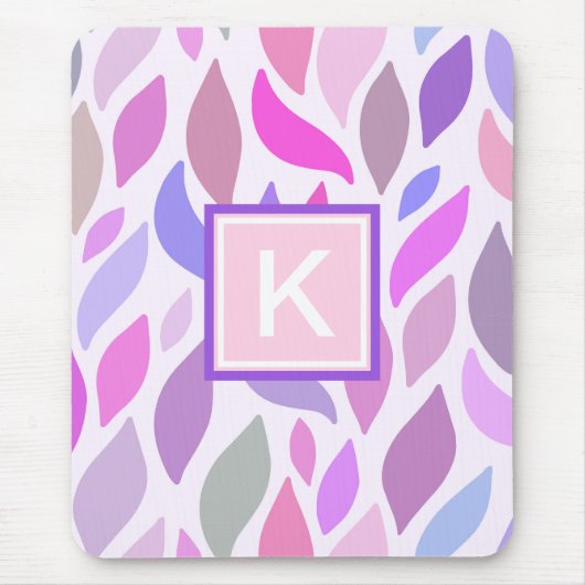 Adorable Pink Girly Monogram Botanical Pattern Mousepad (Vorne)