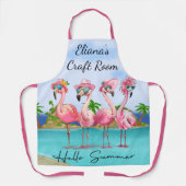 Adorable Pink Hallo Sommer Flamingos am Strand Schürze (Vorderseite)
