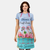 Adorable Pink Hallo Sommer Flamingos am Strand Schürze (Getragen)