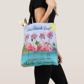 Adorable Pink Hallo Sommer Flamingos am Strand Tasche (Von Nahem)