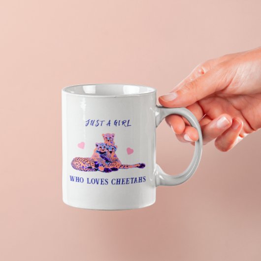 Adorable Pink Heart Feline Animal Print Mama Cube Kaffeetasse