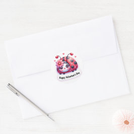 Adorable Pink Heart Ladybug Valentinstag Runder Aufkleber