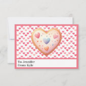 Adorable Pink Hearts Foto Mini Schule Karte (Vorderseite)