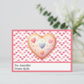 Adorable Pink Hearts Foto Mini Schule Karte (Stehend Vorderseite)