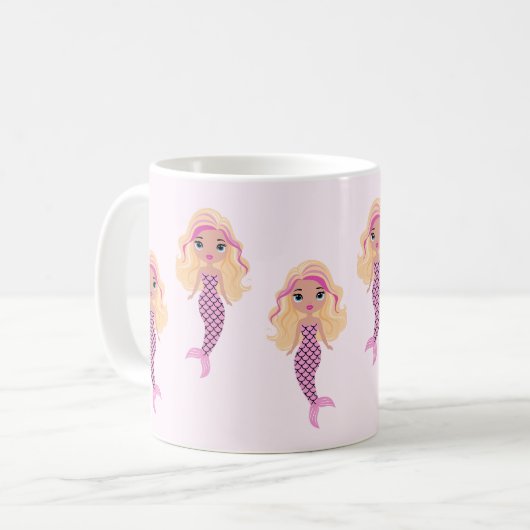 Adorable Pink Mermaid Kaffeetasse (Vorderseite Links)