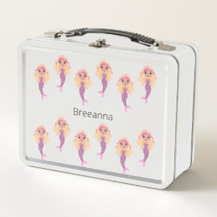 Adorable Pink Mermaid Metall Brotdose