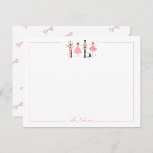 Adorable Pink Nutcracker Weihnachtsgeschichten Mitteilungskarte (Vorne/Hinten)