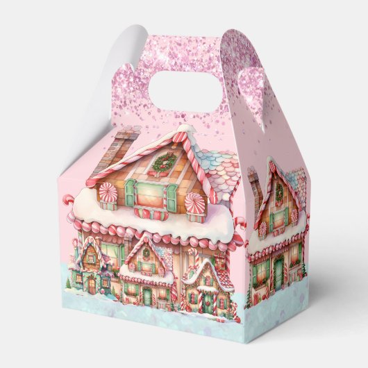 Adorable Pink Pastel Gingerbrot Haus Geschenkschachtel (Rückseite)