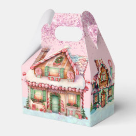 Adorable Pink Pastel Gingerbrot Haus Geschenkschachtel