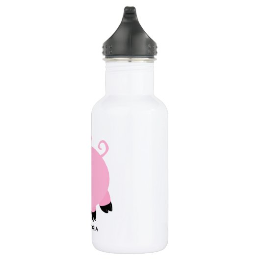 Adorable Pink Pig Personalisierter Cartoon Piggie Trinkflasche (Rechts)
