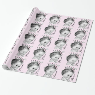 Adorable Pink Princess Baby Dusche Geschenkpapier