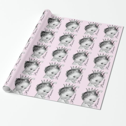 Adorable Pink Princess Baby Dusche Geschenkpapier (Ungerollt)