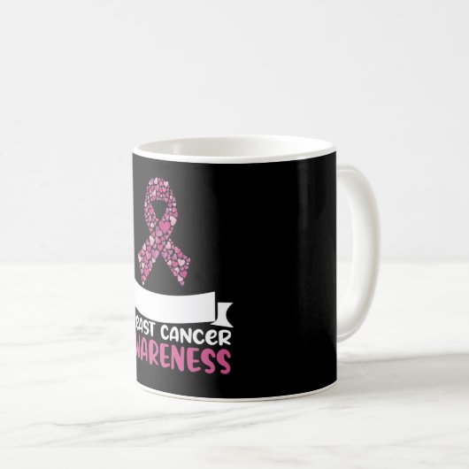 Adorable Pink Ribbon Brustkrebs Bewusstsein Frauen Kaffeetasse (VorderseiteRechts)