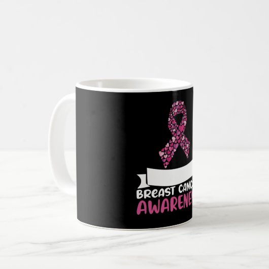 Adorable Pink Ribbon Brustkrebs Bewusstsein Frauen Kaffeetasse (Vorderseite Links)