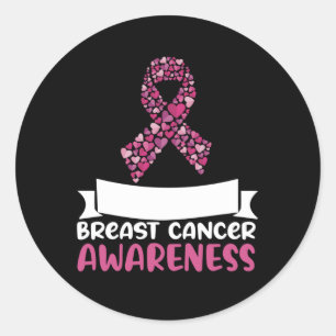 Adorable Pink Ribbon Brustkrebs Bewusstsein Frauen Runder Aufkleber