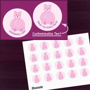 Adorable Pink Teddy Bär Runder Aufkleber