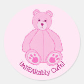 Adorable Pink Teddy Bär Runder Aufkleber (Vorderseite)