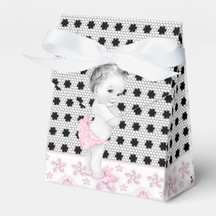 Adorable Pink und Black Baby Dusche Gefälligkeitsb Geschenkschachtel