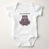 Adorable Pink und Gray Baby Hippo Baby Strampler (Vorderseite)