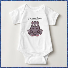 Adorable Pink und Gray Baby Hippo Baby Strampler