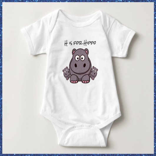 Adorable Pink und Gray Baby Hippo Baby Strampler