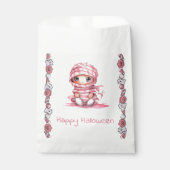 Adorable Pink und White Mummy Happy Halloween Geschenktütchen (Vorderseite)