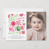 Adorable Pink Watermelon, Niedlicher Sommer 1. Geb Einladung (Vorderseite)