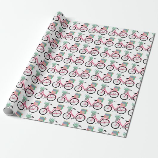 Adorable Pink Weihnachten Fahrrad Urlaub Weihnacht Geschenkpapier (Ungerollt)