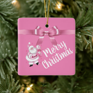Adorable Pink Weihnachten Frohe Weihnachten Keramikornament