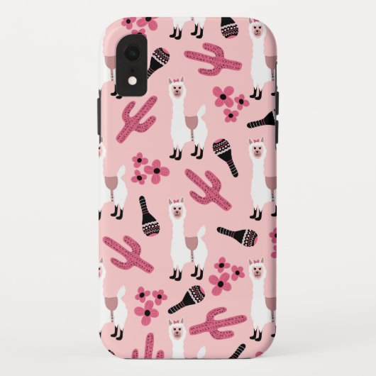 Adorable Pink White Llama Maraca Cactus Floral Case-Mate iPhone Hülle (Rückseite)
