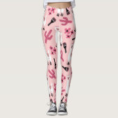 Adorable Pink White Llama Maraca Cactus Floral Leggings (Vorderseite)
