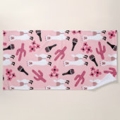 Adorable Pink White Llama Maraca Cactus Floral Strandtuch (Vorderseite)