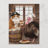Adorable Pirate Kitty und Erntedank Pie Postkarte (Vorderseite)