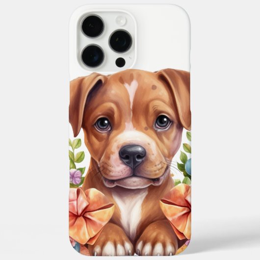 ADORABLE PIT BULL PUPPY HUND UND BLUME Case-Mate iPhone HÜLLE (Rückseite)